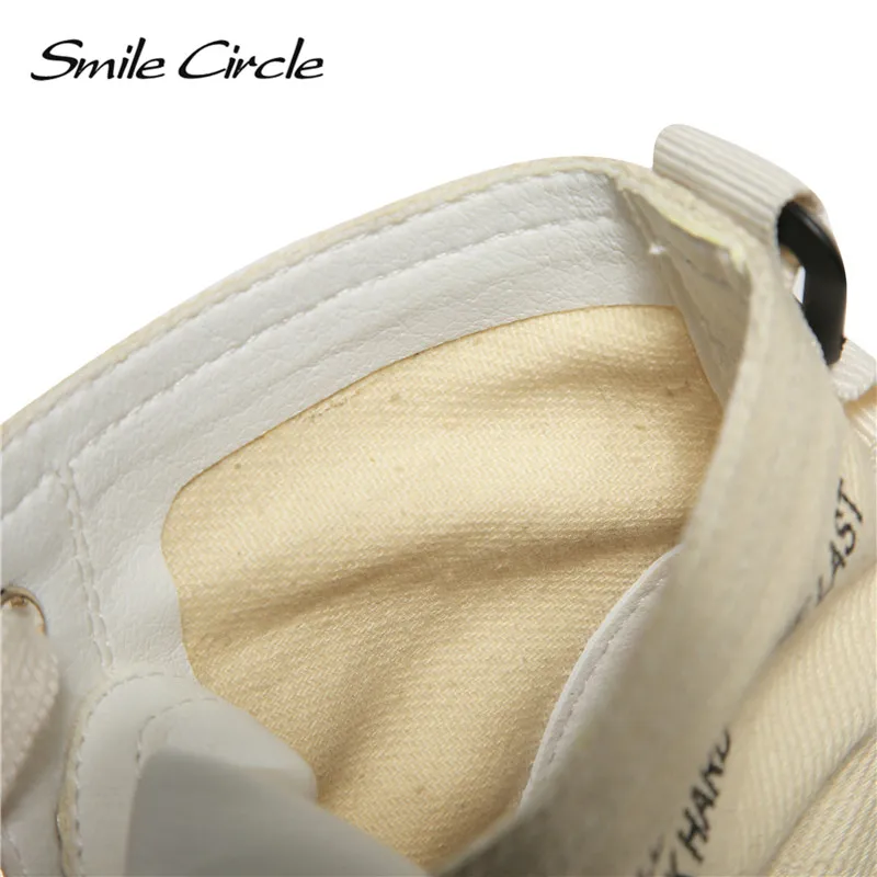 Ботильоны со смайликом женская парусиновая обувь на плоской платформе