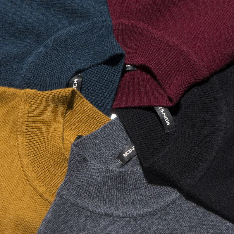 Мужской Повседневный свитер с высоким воротником теплый плотный деловой из 100%