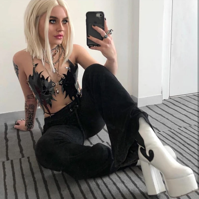 Perixir Chunky Woman Boots Design 2020 New Winter Super High Heels Platform Lady Night Club Round Toe Ankle Shoes Size 36-41 | Обувь