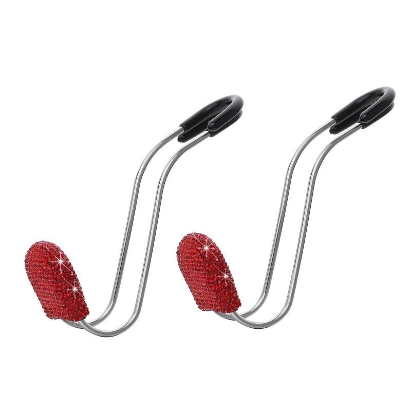 

2pcs/set Car Seat Stainless Steel Rhinestone Headrest Hooks Backseat Hanger for Handbags Purses Coats Grocery Bags Storage Holde