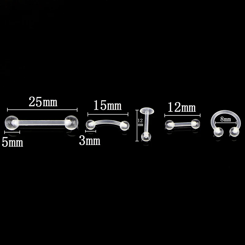 

10Pcs/Set Piercing Tongue Barbell Ladies Nose Ring Style Retainer Stud Bone Pin Clear Transparent For Women Body Jewelry