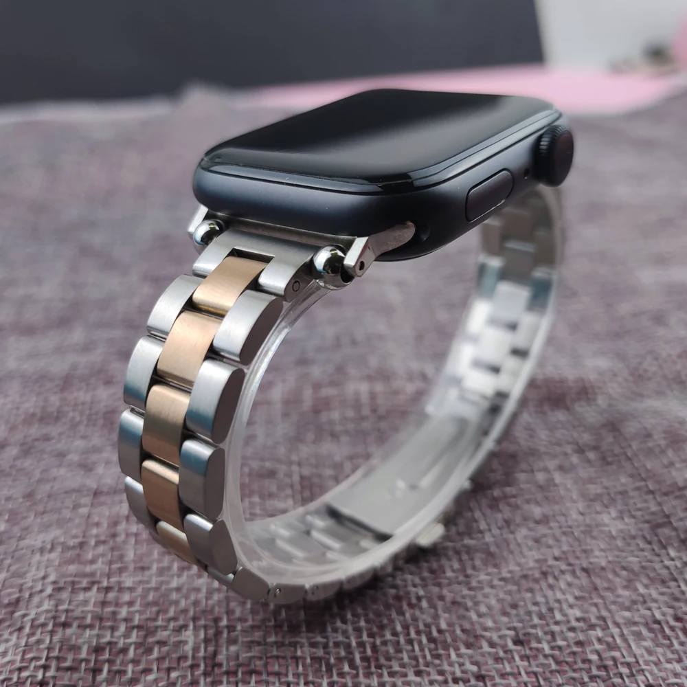 

Ремешок из нержавеющей стали для apple watch 6 40 мм 44 мм, тонкий браслет для iwatch se 5 4 3 38 мм 42 мм, женские наручные часы для девочек