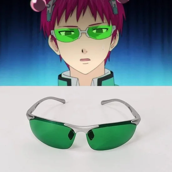 Anime The Disastrous Life Of Saiki K. Cosplay Glasses Saiki Kusuo Green Lens Sunglasses Daily Fashion Cosplay Props Accessories