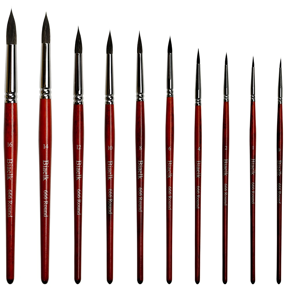 Высокое качество 1 шт. 666 круглый белка смесь волос деревянной ручкой акварель