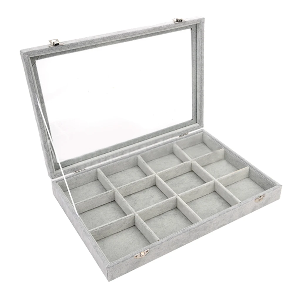 

Jewelry Earrings Necklaces Pendants Bracelets Trays Holder Cases Velvet Glass Ring Jewelry Display Storage Box
