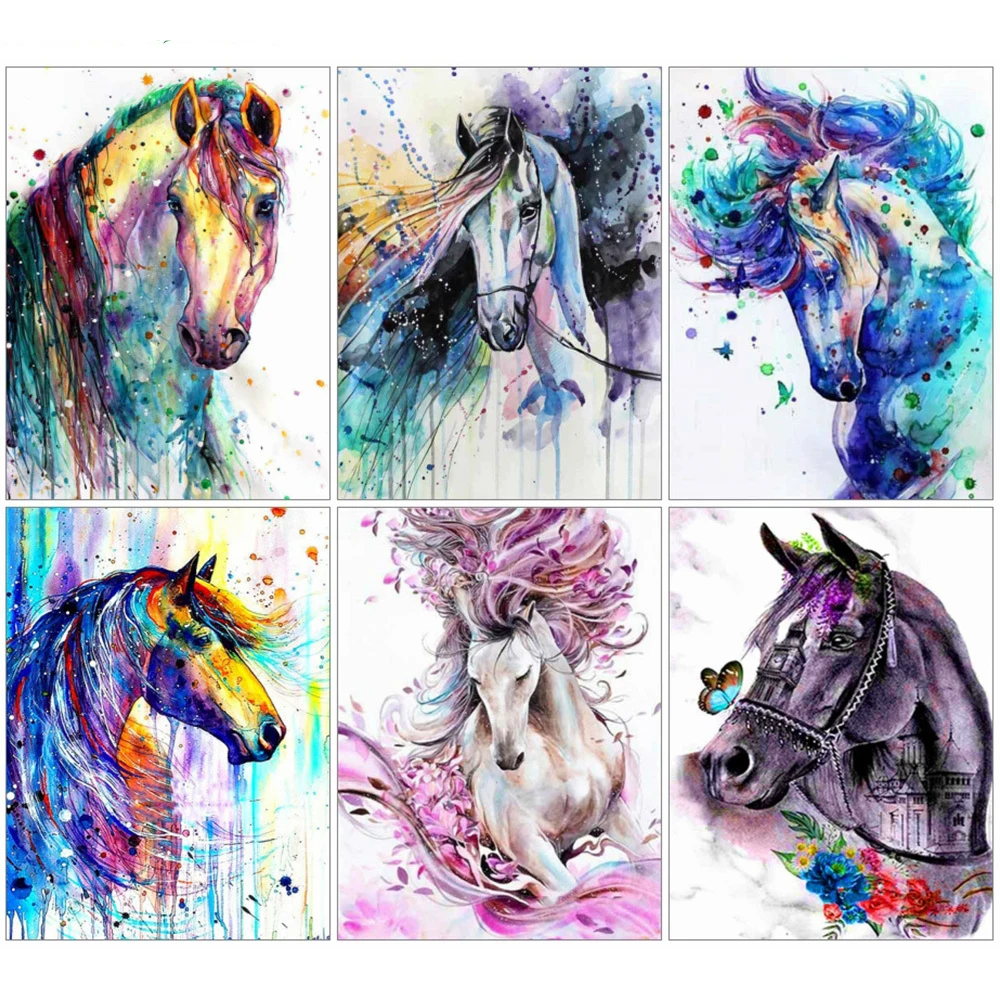 

Diy 5d Full Diamond Painting Embroidery Animal Horse Cross Stitch Square Round Drill Mosaic Decorative Art Hobby Gift