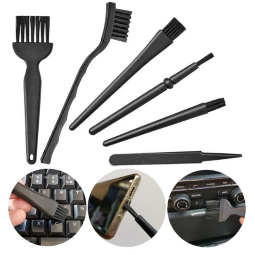 

Black Plastic Small Portable Handle Nylon Anti Static Brushes Cleaning Keyboard Brush Kit Household Cleaning Tools