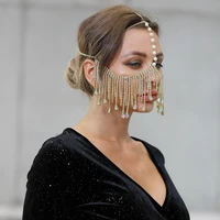tassel veil masks handmade rhinestone chain face mask party women masquerade head decor facemask cosplay face chain