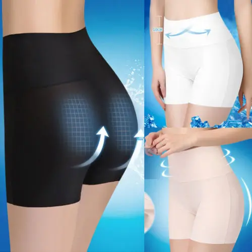 Women Mid-Rise Slip Safety Short Panties Tight Elastic Ice Silk Seamless Boyshorts Black White Skin Color | Женская одежда