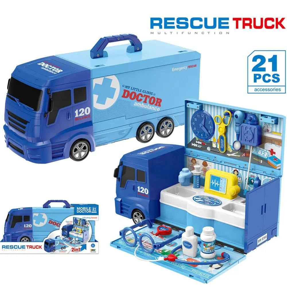 

2 in 1 Realistic Truck Makeup Ambulance Ice Cream Truck Deformation Vehicle Gifts for Kids