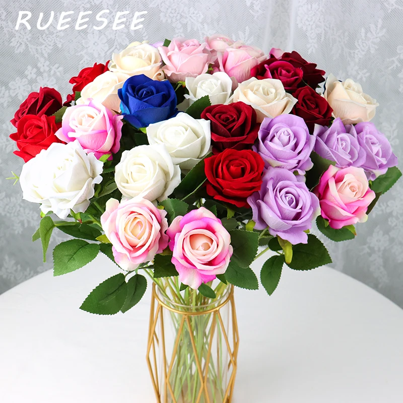Искусственные цветы 63 см роза шелковый длинный стержень свадебное искусство с