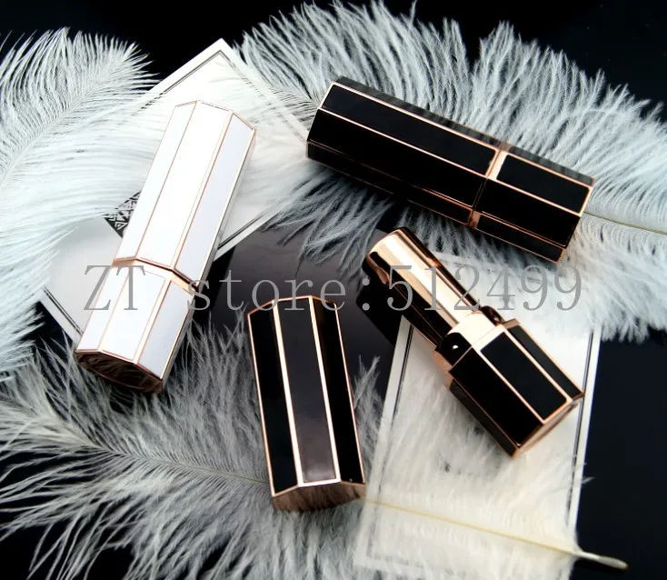 

10/20/50PCS Octagonal Side Empty 12.1mm Lipstick Tube White/Black Lipbalm Pipe Shell With Paper Package Box Refillable Container