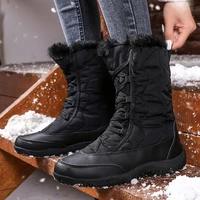 winter outdoor warm snow boots womens boots waterproof non slip mid high tube cotton boots plus velvet womens cotton shoes