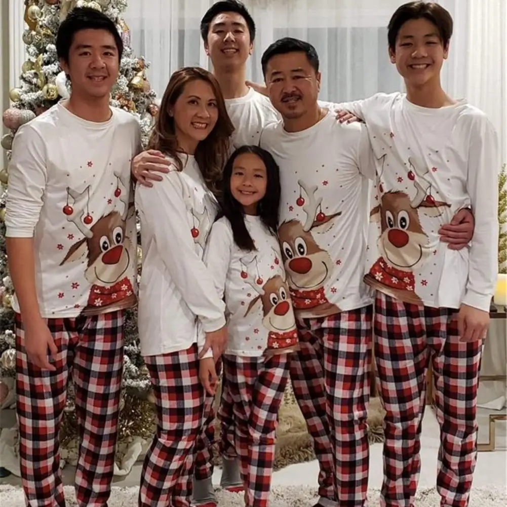 2020 Christmas Family Matching Pajamas Set Deer Adult Kid Family Matching Clothes Top Pants Sleepwear Set Baby Romper