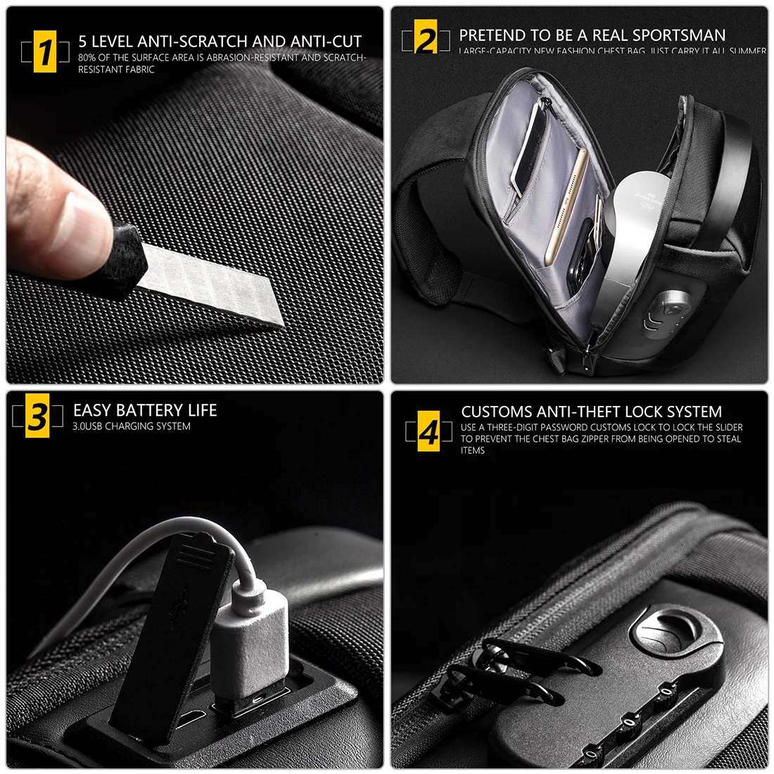 Сумка кросс боди Мужская водонепроницаемая Многофункциональный мессенджер на