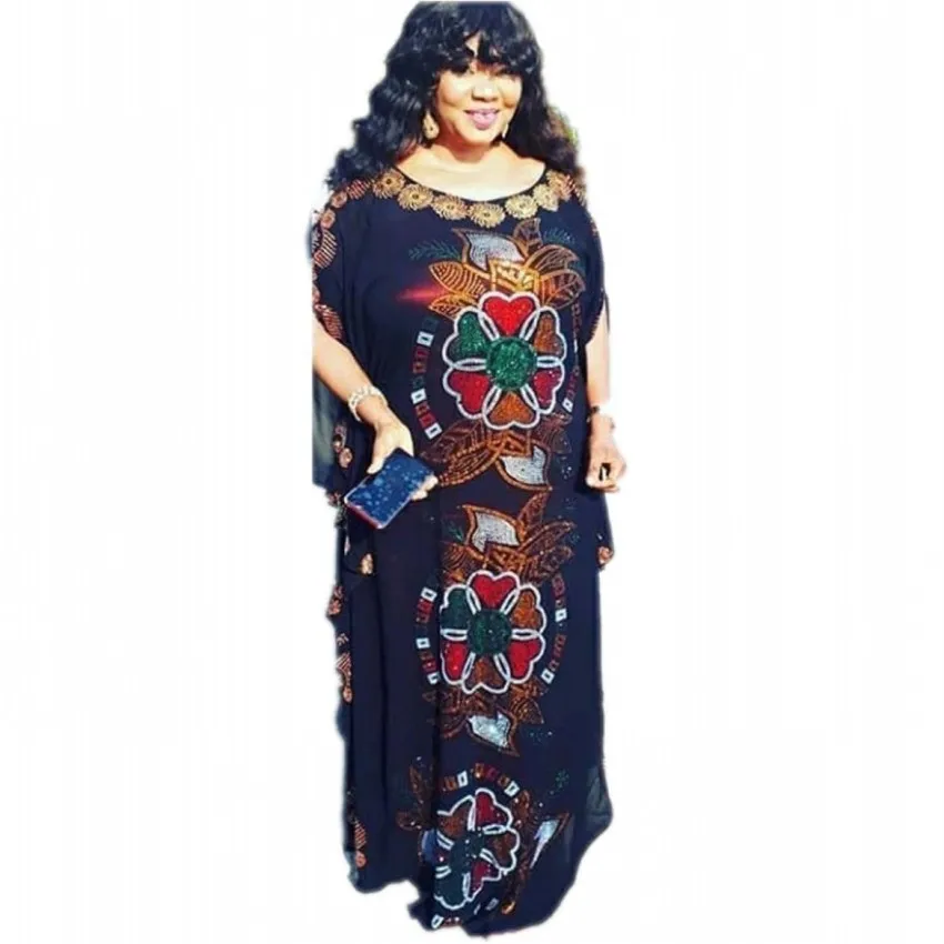 Комплект из обуви в африканском стиле платья для женщин со стразами шифоновая