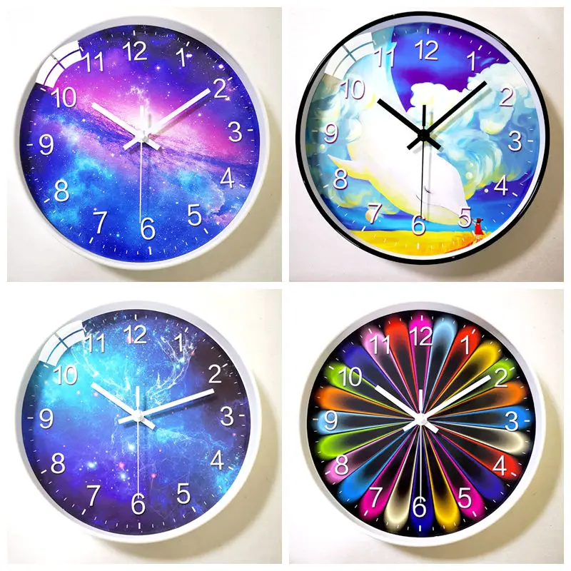 

Clocks and Watches Living Room Creative Simple Atmosphere Quartz Clock Bedroom Clock Mute Round Electronic Clock Modern Wall