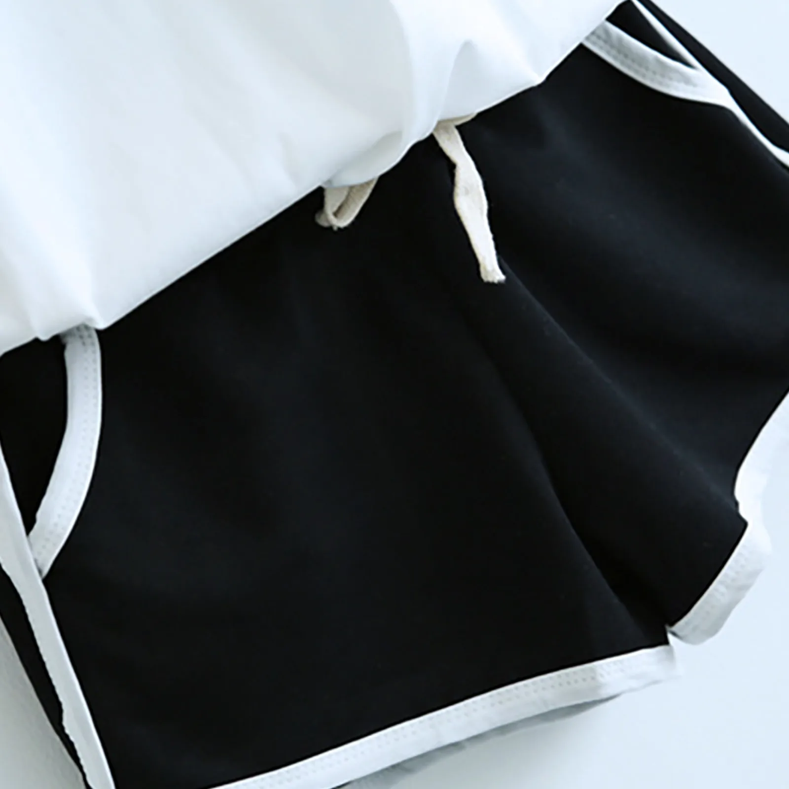 

Summer Ladies Stitching Casual Suit Fashion Polyester Two-Piece Drop Sleeve Suit Short Sleeve O-Neck Stitching T-Shirt Shorts F4