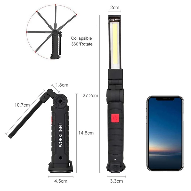 LEADLY 5 режимов COB флэш светильник фонарь рабочий USB Перезаряжаемый светодиодный
