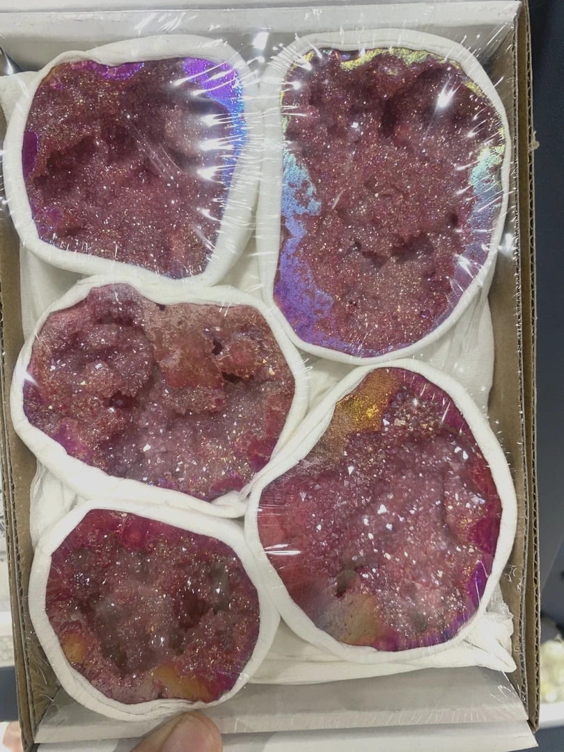 

1 шт. Природный гальванический Розовый Титан с агатом, кристалл, необработанный камень для медитации, образцы камней, подарки, целебный деко...