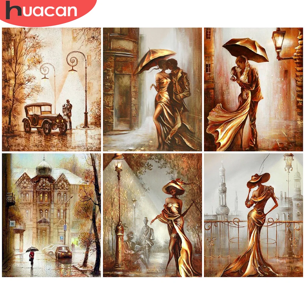 

HUACAN Oil Painting By Number Girl HandPainted DIY Frame Wall Art Coloring By Numbers Women Hand Painted Home Decoration