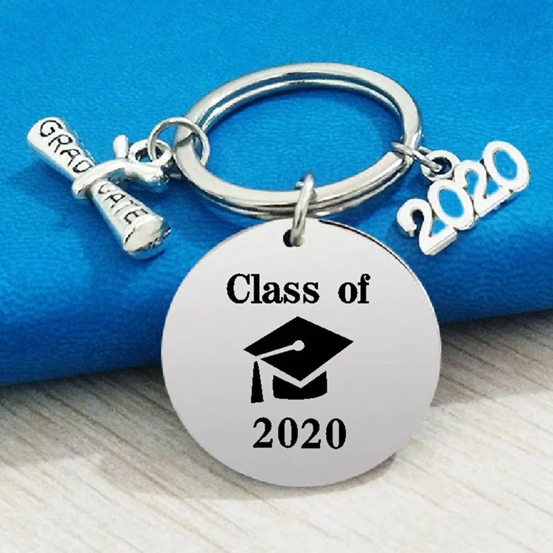 Многоцветный класс 2020 брелок креативный Выпускной из нержавеющей стали цепочка