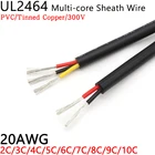 1 м 20AWG UL2464 кабель с покрытием, канальный аудиокабель 2 3 4 5 6 7 8 9 10 ядер, изолированный мягкий медный кабель, провод управления сигналом