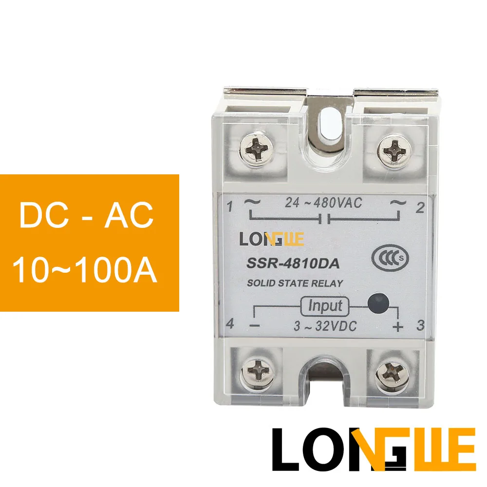 SSR 4810DA 10 100A DC контроль AC CE твердотельные реле вход 3 32VDC выход 24 480VAC (SSR DA)|Реле| |