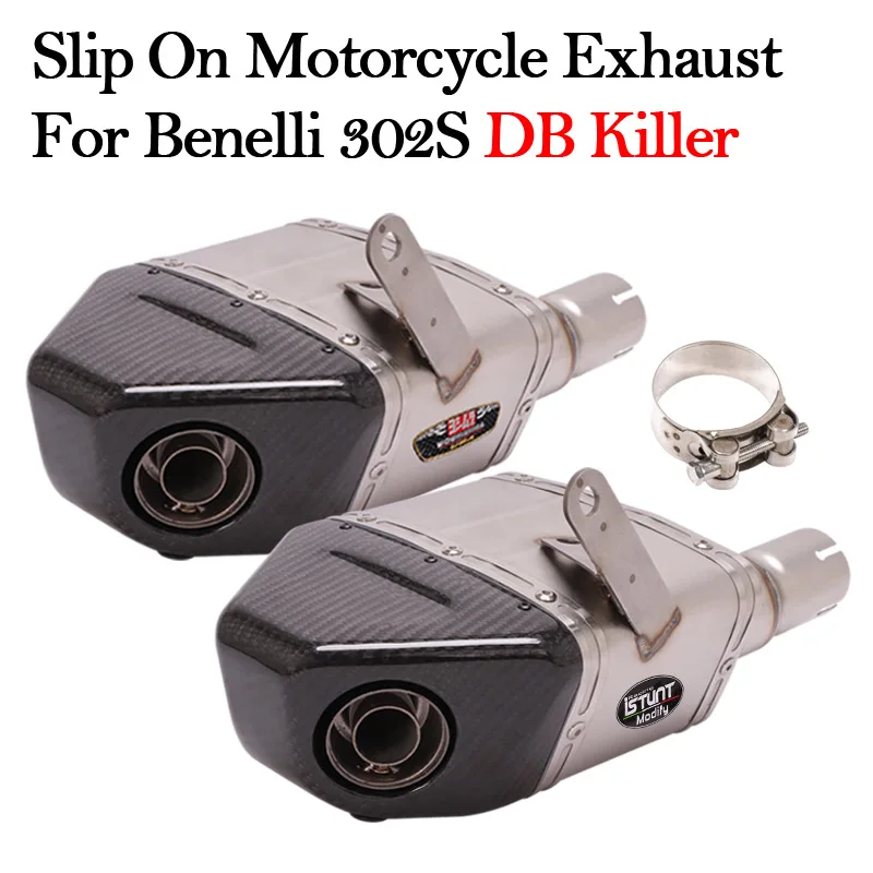 

ISTUNT Slip On For Benelli 302S BN302S Motorcycle YOSHIMURA Exhaust Modified Box Carbon Fiber Escape Tube Muffler DB Killer Bike