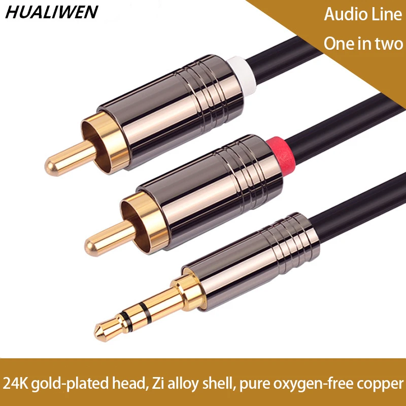 JINCHI 2RCA на 3 5 мм Мужской aux кабель позолоченный Jack RCA аудио кабели для наушников
