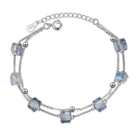wangaiyao new product square synthetic crystal bracelet female simple double layer fashion trendy hand jewelry
