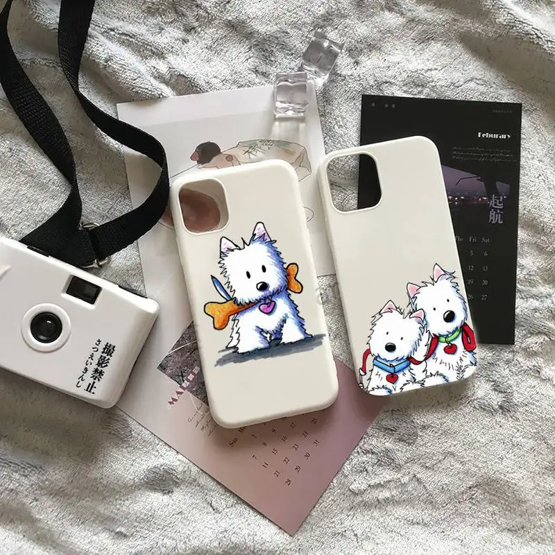

Westie lovely cartoon dog Phone Case Candy Color for iPhone 6 7 8 11 12 s mini pro X XS XR MAX Plus