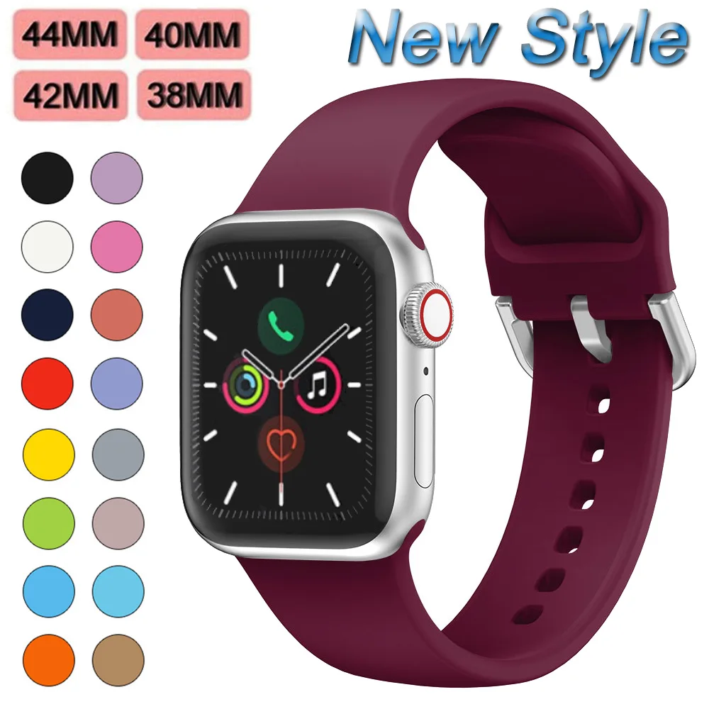 Ремешок силиконовый для Apple Watch band 38 мм 42 спортивный браслет iWatch 5 44 40 аксессуары
