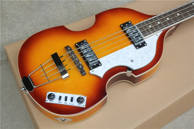 

Бесплатная доставка, полуполый закат, электрическая бас-гитара с кленовым корпусом, гриф mapel, подставка из розового дерева, можно добавить ж...