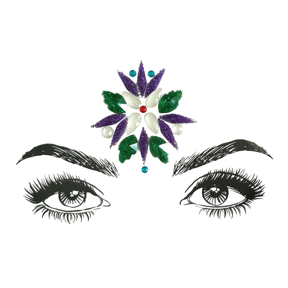 

6pcs Crystal Face Diamond Sticker Acrylic Drill Sticker Rhinestone Forehead Body Glitter Sticker for Stage Decor Festival Party