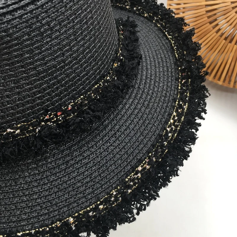 

Estate lady white broken flat hat travel beach sun hat retro fashion hat Sun hat