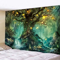 forest castle tapestry psychedelic mushroom dream sea wall hanging bohemian hippie witchcraft home decoration yoga mat beach mat