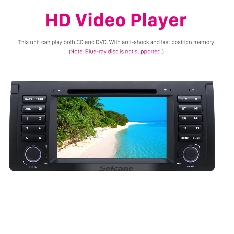 Автомагнитола Seicane с dvd-плеером gps android 9 0 7 "для BMW X5 E53 3.0i 3.0d 4.4i 4.6is 4.8is 1996-2003 5 Series E39 |