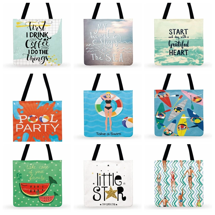 Уличная пляжная сумка-тоут с надписью Love Summer Fun принтом для женщин повседневная