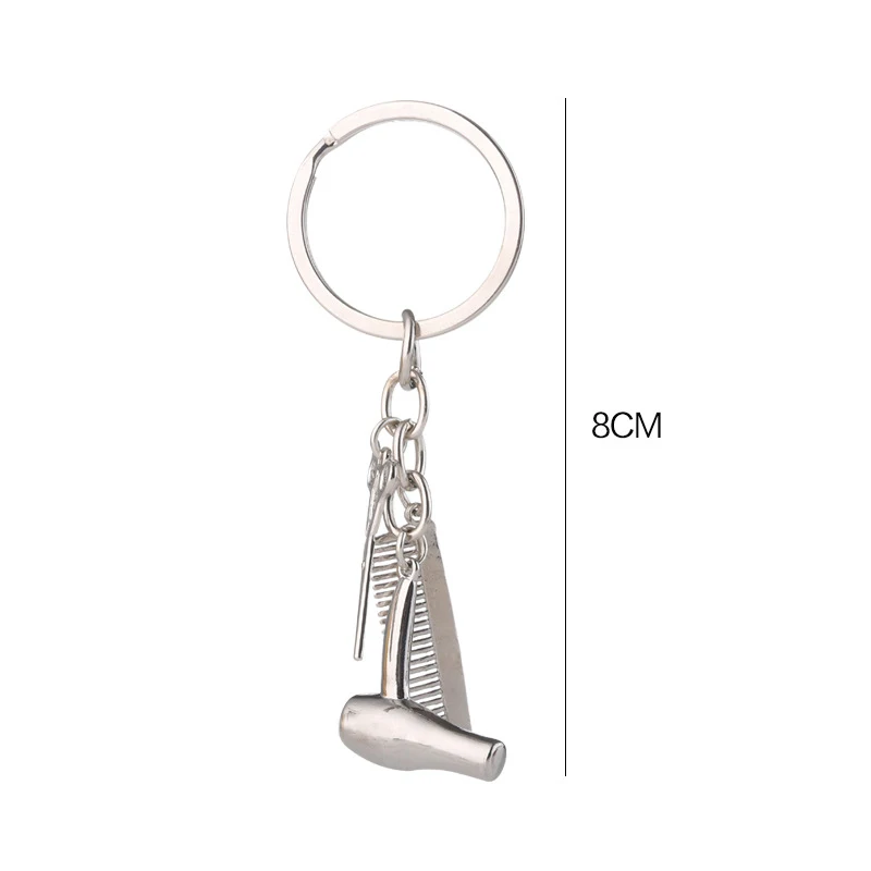 

2021 Hair stylist essential hair dryer scissors comb Decorative Keychains Hairdressers Gift Key Rings Hair DryerKeyring