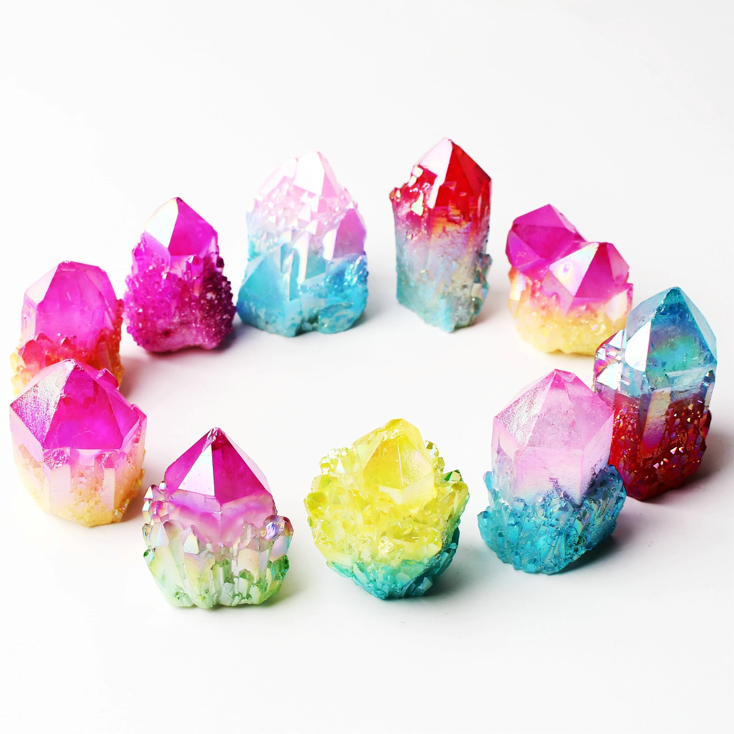 1 шт. Гальванизированный цвет ананас Кристалл кварц кластер яркий кулон точечный