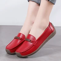 leather soft sole comfortable maternity shoes spring all match peas womens vulcanized shoes a pedal flat female casual shoes