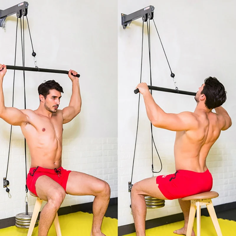 

3 in 1 Pulley System Home Fitness Equipments DIY Family Gym Fitness LAT and Triceps Rope for Exercise Drop Down