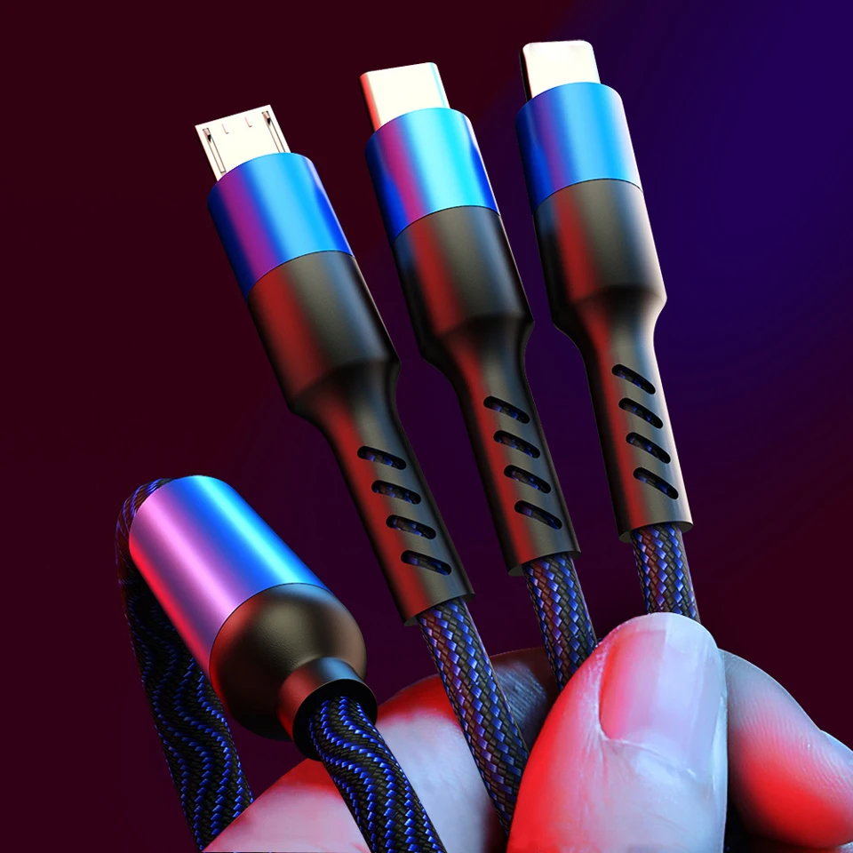 3 в 1 кабель Micro USB Type C 5A для быстрой зарядки Xiaomi Mi 9 10 Ultra Redmi Note 8 iPhone 11 Pro 7 C|Кабели