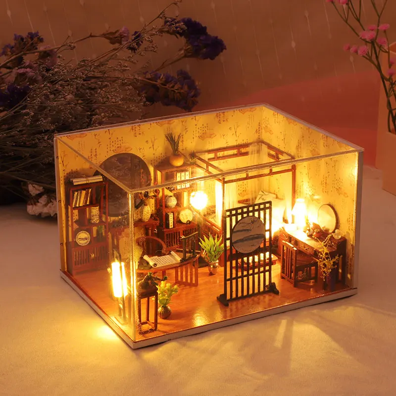 

New Doll House Wooden Furniture Diy House Miniature Assemble 3d Miniaturas Dollhouse Puzzle Kits Toys For Children Birthday Gift