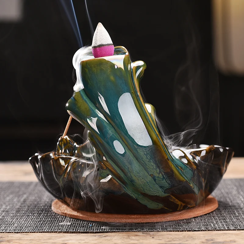 

Fish Backflow Incense Burner Meditation Gifts Ceramic Incense Burner Home Decor Creative Smoke Waterfall Incense Holder Censer
