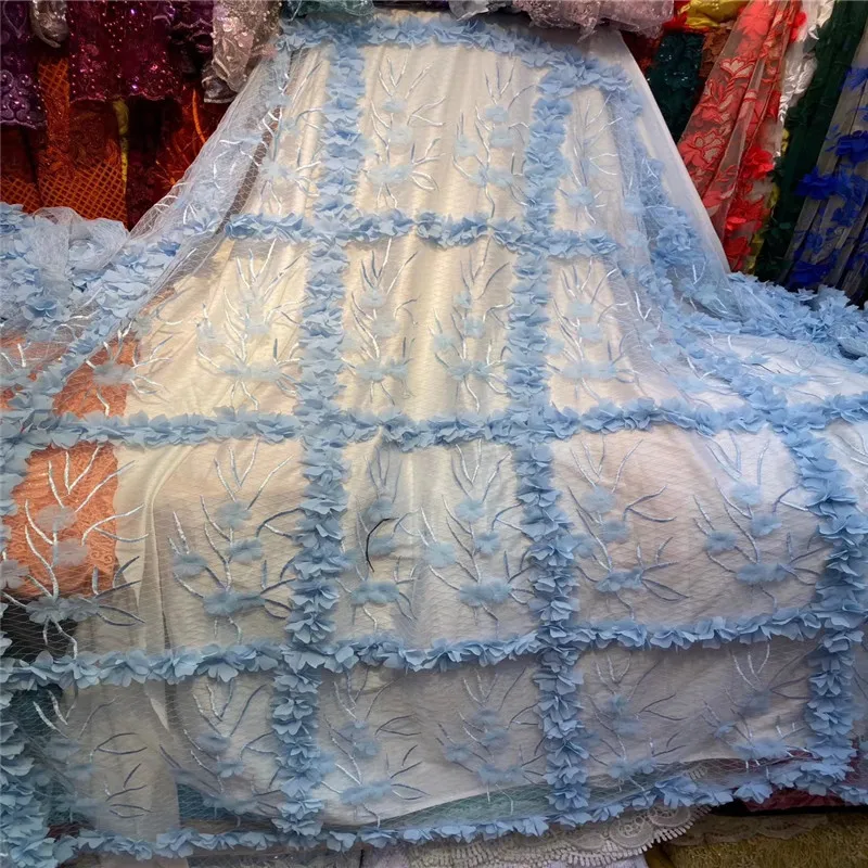 

Madison French Tulle Lace 3D Flower Embroidered Net Fabric For Patchwork Luxury Fabrics For Wedding Dresses African Mesh Lace