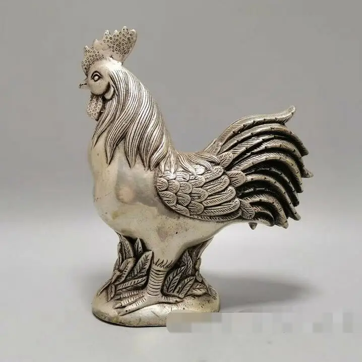 5 6 дюймов Китайская античная бронза Xuande ручная резка серебряное покрытие|Статуи