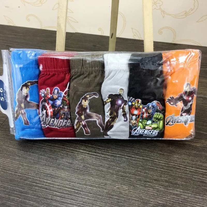 6 шт./лот Трусы боксеры для мальчиков Детское нижнее белье из хлопка с