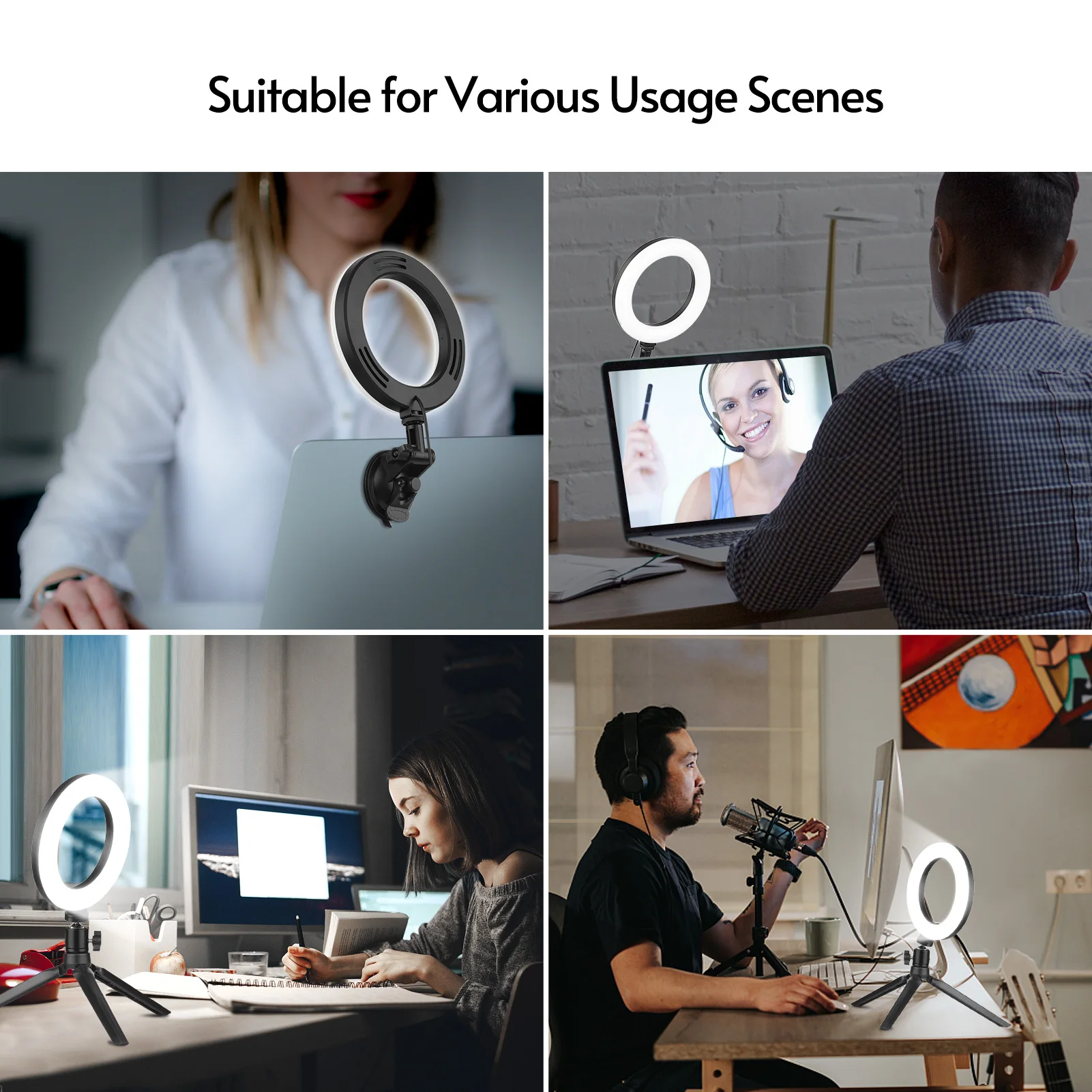 

Andoer 6 Inch LED Ring Light Video Lighting 3 Lighting Modes 3200K-5600K Dimmable USB Powered for Live Streaming LED Ring Light